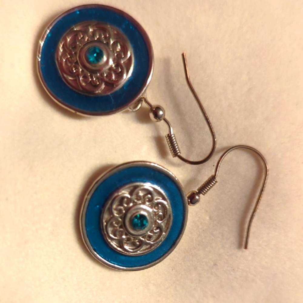 Antique-Inspired Silver and Blue Earrings